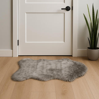 Home Outfitters 2' X 3' Gray Faux Sheepskin Area Rug