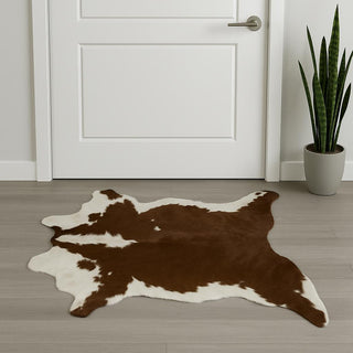 Home Outfitters 2' X 3' Brown And White Cowhide Cowhide Print Hand Tufted Area Rug