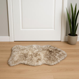 Home Outfitters 2' X 3' Brown And White Genuine Sheepskin Ombre Area Rug