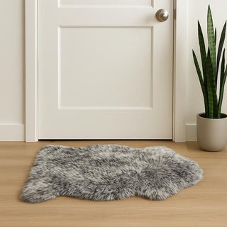 Home Outfitters 2' X 3' Gray Genuine Sheepskin Animal Print Shag Area Rug