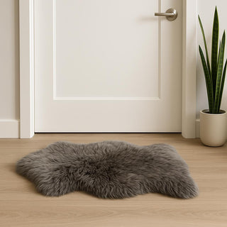 Home Outfitters 2' X 3' Gray Genuine Sheepskin Animal Print Shag Area Rug