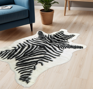 Home Outfitters 2' X 3' Black and White Zebra Print Area Rug