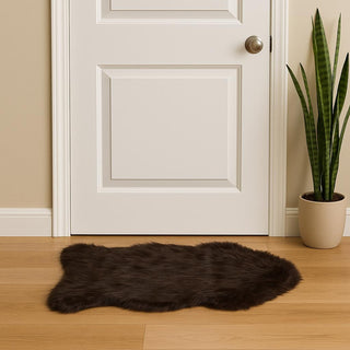 Home Outfitters 2' X 3' Chocolate Faux Sheepskin Shag Area Rug