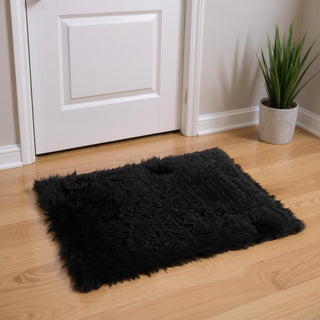 Home Outfitters 2' X 3' Black Faux Fur Animal Print Area Rug
