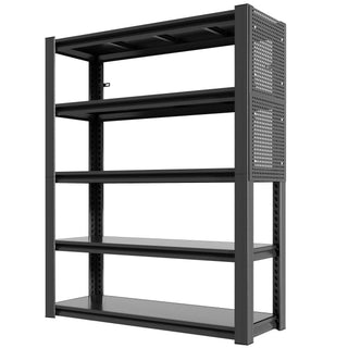 Industrial 5-Tier Adjustable Shelving Unit with Pegboard