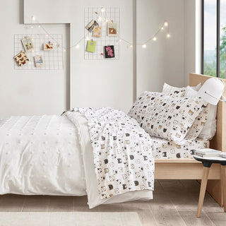 Intelligent Design Cozy Soft Cotton Flannel Printed Sheet Set Twin 1 Flat Sheet:66