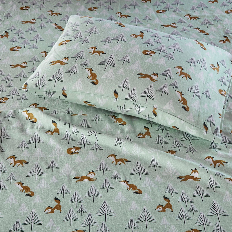Intelligent Design Cozy Soft Cotton Flannel Printed Sheet Set Twin XL