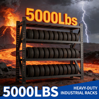 5000LBS Industrial Shelving for Warehouse with Adjustable Metal Shelves - Black