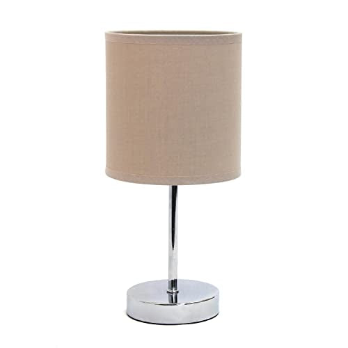 Creekwood Home Nauru 11.81" Traditional Petite Metal Stick Bedside Table Desk Lamp in Chrome with Fabric Drum Shade