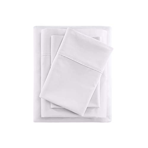 Beautyrest BR 600 TC Cooling Cotton Blend Solid Sheet 16 Inch Deep Pocket, All Season, Soft Bedding-Set, Matching Pillow Case, Cal King, White 4 Piece (BR20-0989)