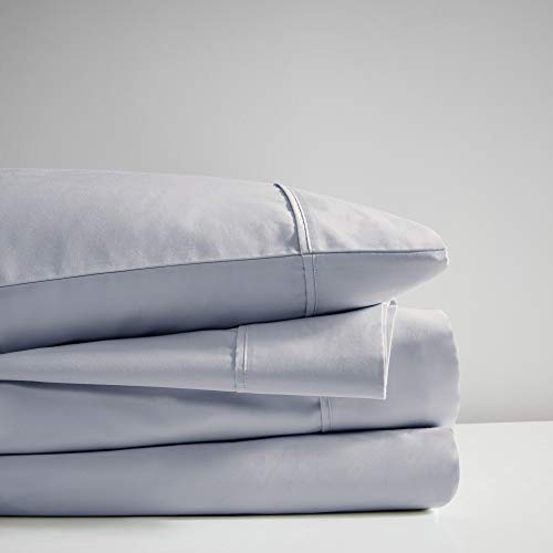 Beautyrest BR 600 TC Cooling Cotton Blend Solid Sheet 16 Inch Deep Pocket, All Season, Soft Bedding-Set, Matching Pillow Case, King, Blue 4 Piece (BR20-1004)