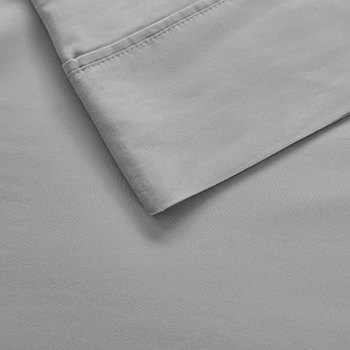 Beautyrest 1000 Thread Count, Solid Color Sheet Set, Elastic Deep Pocket, All Season, Breathable, HeiQ Smart Temperature, Soft Cotton Blend Bedding, Matching Pillowcase, Queen Grey 4 Piece