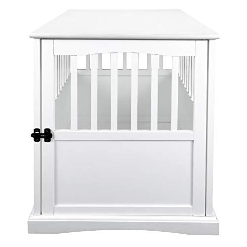 Casual Home Wooden Large Pet Crate, End Table, White