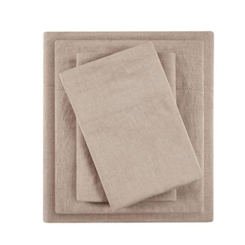 Madison Park Cotton and Linen Queen Sheet Set with Warm Taupe MP20-7882