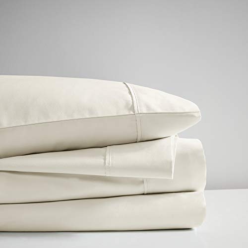 Beautyrest BR 600 TC Cooling Cotton Blend Solid Bed Sheet Set with 16 Inch Deep Pocket, All Season, Soft Bedding-Set, Matching Pillow Case, Full, Ivory, 4 Piece