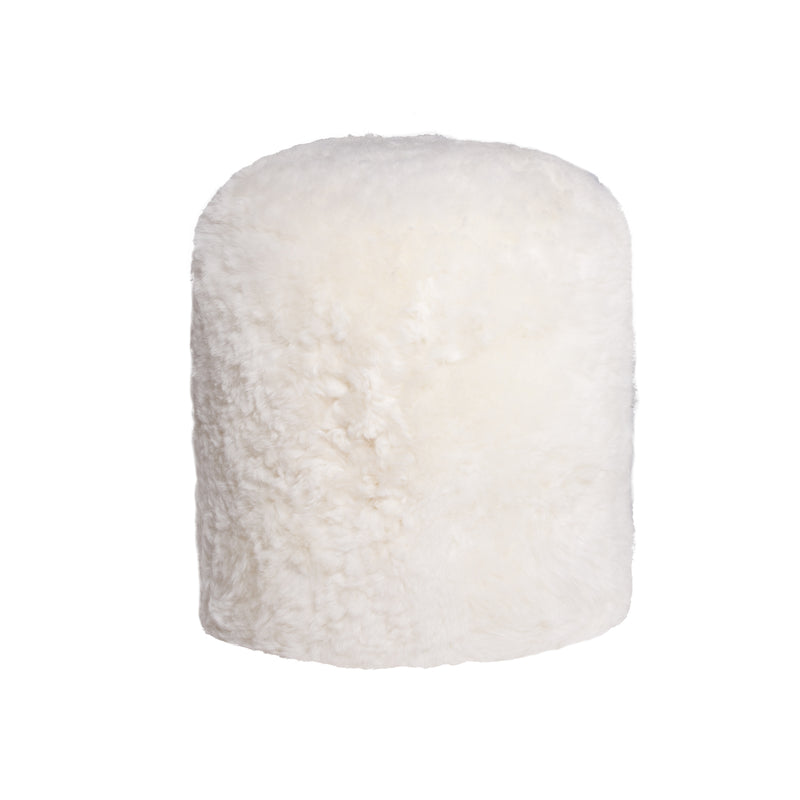 Home Outfitters 18" X 18" X 16.5" White Short-Hair Sheepskin - Stump Pouf