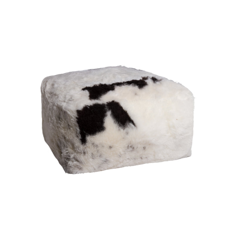 Home Outfitters 24" X 24" X 12" Spotted Short-Hair Sheepskin Cube Pouf