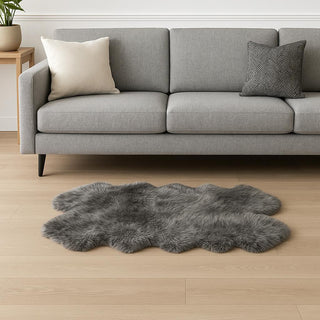 Home Outfitters 4' X 6' Gray Genuine Sheepskin Handmade Area Rug