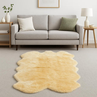 Home Outfitters 4' X 6' Gold Genuine Sheepskin Animal Print Shag Area Rug
