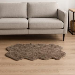 Home Outfitters 4' X 6' Taupe Genuine Sheepskin Animal Print Shag Area Rug
