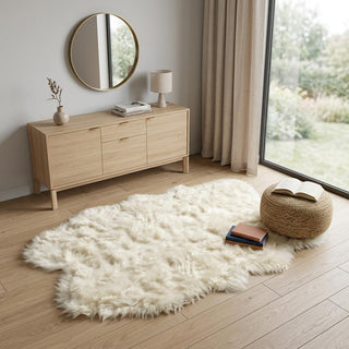 Home Outfitters 4' X 6' Off White Faux Sheepskin Washable Area Rug
