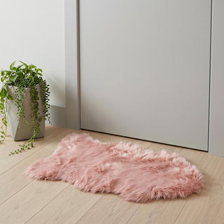 Home Outfitters 2' X 3' Dusty Rose Faux Sheepskin Washable Area Rug