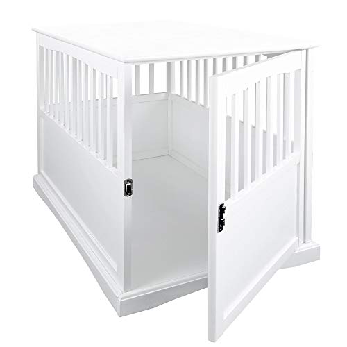 Casual Home Wooden Large Pet Crate, End Table, White