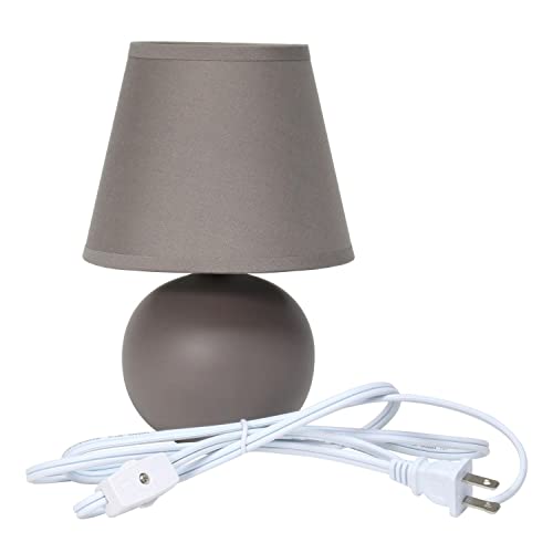 Creekwood Home Nauru 8.66" Traditional Petite Ceramic Orb Base Bedside Table Desk Lamp Two Pack Set with Matching Tapered Drum Fabric Shade