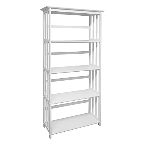 Casual Home Mission Style 5-Shelf White Bookcase,310-61