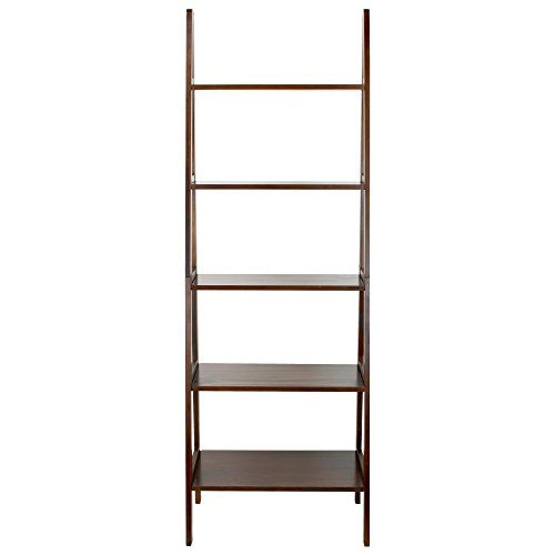 Casual Home 5-Shelf Ladder Bookcase, Warm Brown