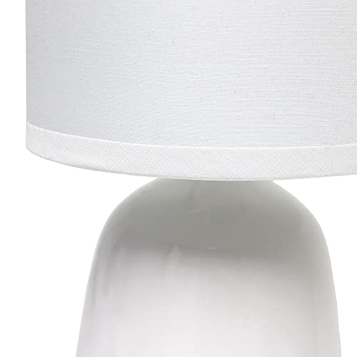 Simple Designs LT1134-OFF 10.04" Tall Traditional Ceramic Thimble Base Bedside Table Desk Lamp w Matching Fabric Shade for Home Decor, Nightstand, Bedroom, Living Room, Entryway, Office, Off White