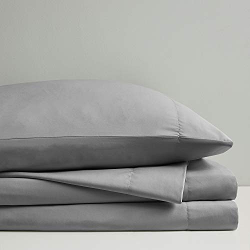 Sleep Philosophy Smart Cool Microfiber Moisture-Wicking Breathable 3 Piece Cooling Sheet Set, Twin Size, Grey