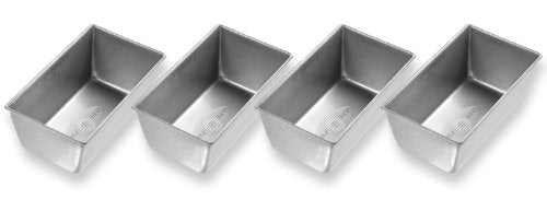USA Pan Bakeware Loaf Pan, Nonstick & Quick Release Coating, Made in the USA from Aluminized Steel, Set of 4 Mini