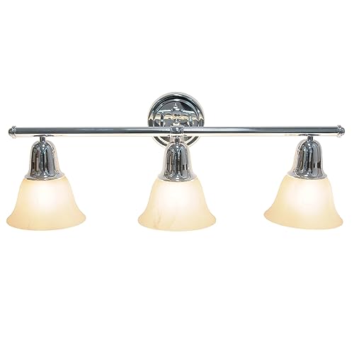 Lalia Home Essentix Contemporary Three Light Metal and Alabaster White Glass Shade Vanity Uplight Downlight Wall Mounted Fixture with Metal Accents