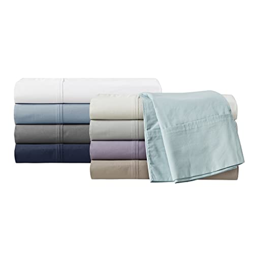 Madison Park 100% Cotton Percale Brushed Highly Breathable Moisture Absorbing Hypoallergenic 3 Piece Sheet Set, Twin Size, Grey