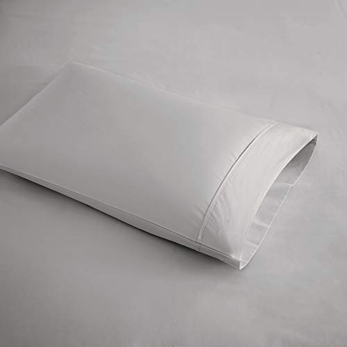 Beautyrest BR 600 TC Cooling Cotton Blend Solid Sheet 16 Inch Deep Pocket, All Season, Soft Bedding-Set, Matching Pillow Case, Queen, Grey 4 Piece (BR20-0995)