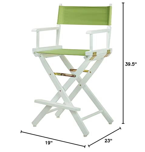 Casual Home 24" White Frame-Lime Green Canvas Director Chair Counter Height, WhiteFrame