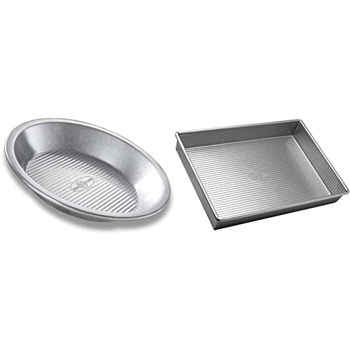 USA Pan Bakeware Aluminized Steel Pie Pan (9-Inch) and Rectangular Cake Pan (9 x 13 inch)