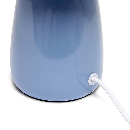 Simple Designs LT1134-SKY 10.04" Tall Traditional Ceramic Thimble Base Bedside Table Desk Lamp w Matching Fabric Shade for Home Decor, Nightstand, Bedroom, Living Room, Entryway, Office, Sky Blue