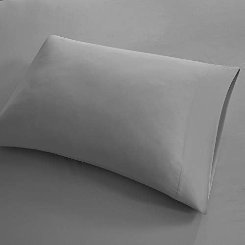 Sleep Philosophy Smart Cool Microfiber Moisture-Wicking Breathable 4 Piece Cooling Sheet Set, Queen Size, Grey (SHET20-962)