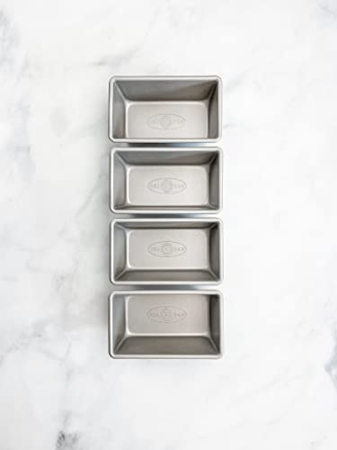 USA Pan Bakeware Loaf Pan, Nonstick & Quick Release Coating, Made in the USA from Aluminized Steel, Set of 4 Mini