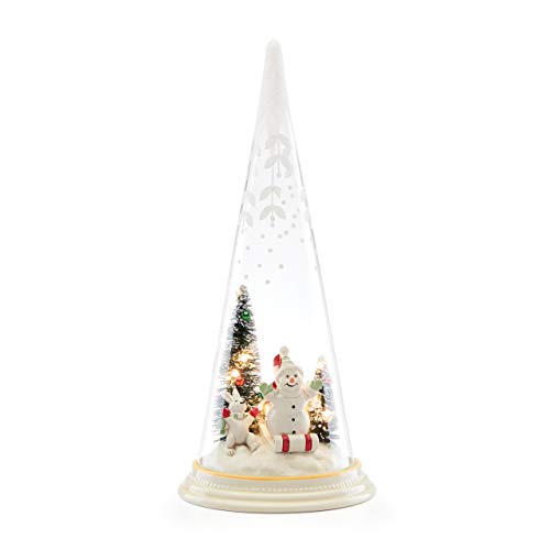 Lenox Merry & Magic Light-Up Sledding Snowman Glass Cone, 1.50 LB, Multi