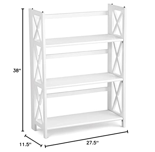 Casual Home Montego 3-Shelf White fold bookcase, 27.5" Wide