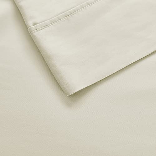 Beautyrest 1000 Thread Count, Solid Color Sheet Set, Elastic Deep Pocket, All Season, Breathable, HeiQ Smart Temperature, Soft Cotton Blend Bedding, Matching Pillowcase, Full Ivory 4 Piece