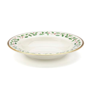 Lenox Holiday Pasta/Rimmed Soup Bowl, 9", Red & Green