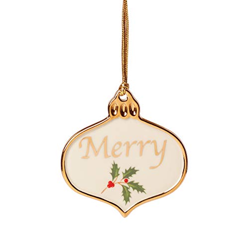 Lenox Holiday Merry Ornament Charm, 0.12, Ivory