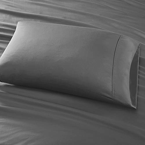 Madison Park 600 Thread Count Luxurious Hypoallergenic Ultra Soft Breathable 100% Pima Cotton 4 Piece Sheet Set, King, Grey
