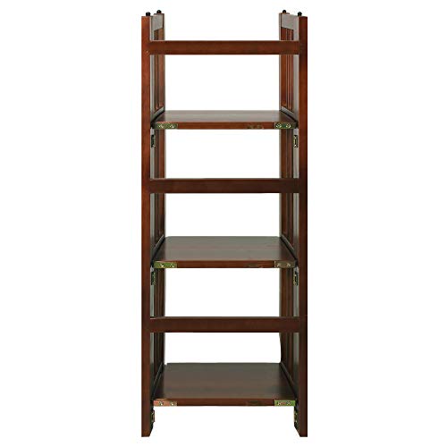 Casual Home 3-Shelf Folding Bookcase (14" Wide)-Walnut