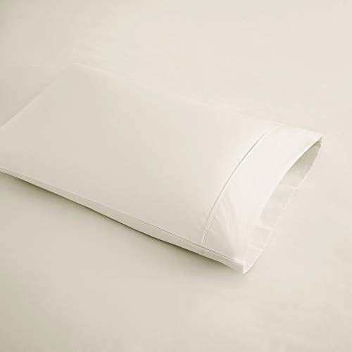 Beautyrest BR 600 TC Cooling Cotton Blend Solid Bed Sheet Set with 16 Inch Deep Pocket, All Season, Soft Bedding-Set, Matching Pillow Case, Queen, Ivory, 4 Piece