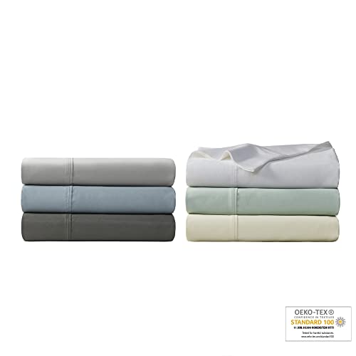Beautyrest 1000 Thread Count, Solid Color Sheet Set, Elastic Deep Pocket, All Season, Breathable, HeiQ Smart Temperature, Soft Cotton Blend Bedding, Matching Pillowcase, Full Grey 4 Piece